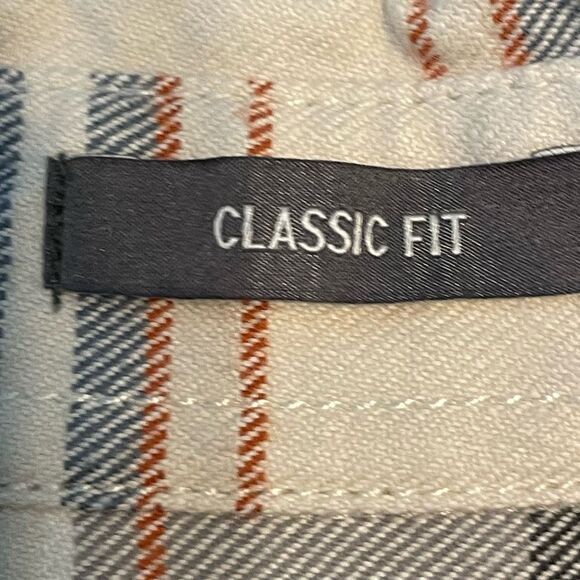 Eddie Bauer Heavyweight Flannel Button Down Shirt Gray Tan Red Tartan Plaid - Picture 4 of 8